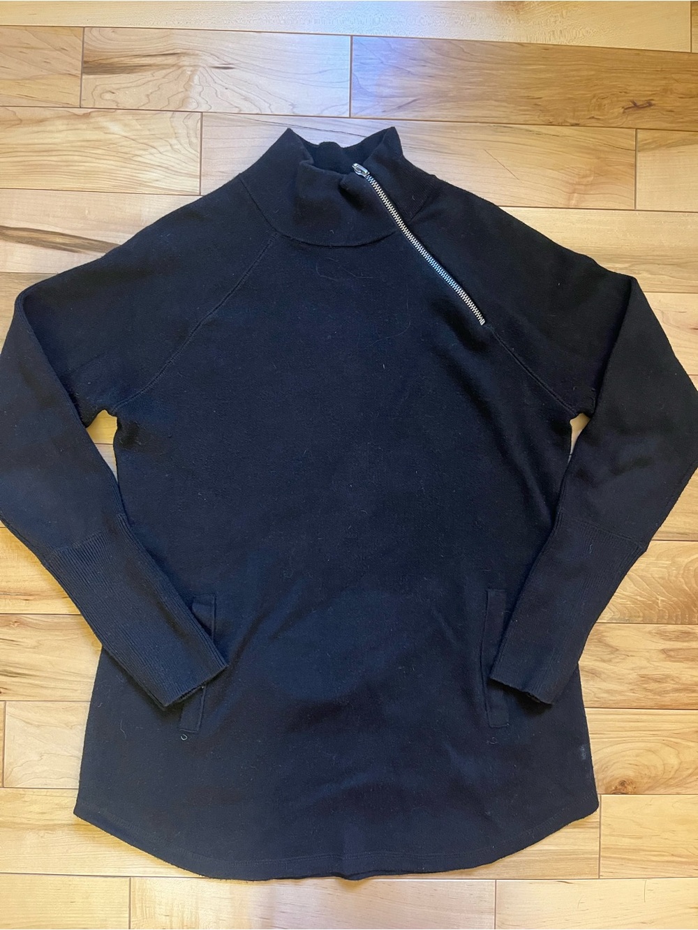 Tahari Black Zip-Neck Pullover Sweater